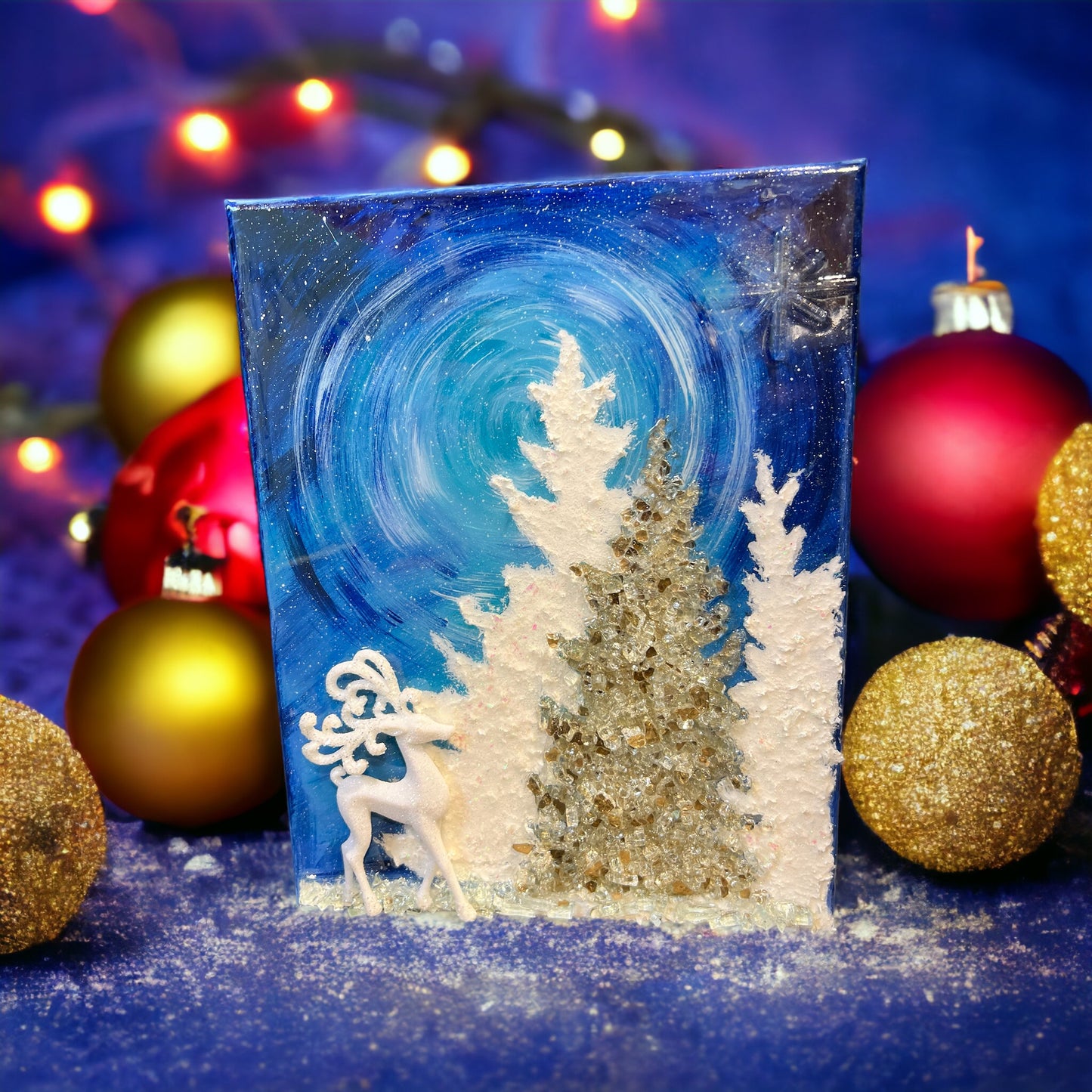Winter Night Sky Painting
