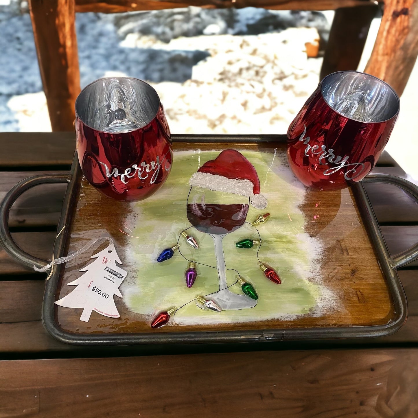 Wine serving tray