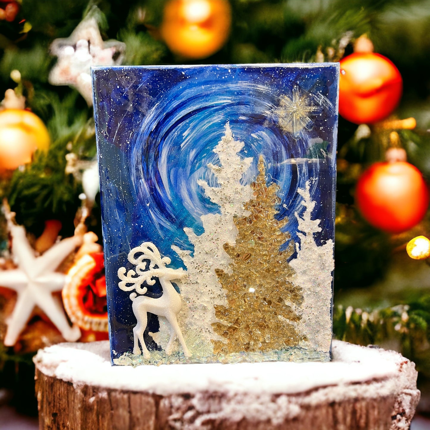 Winter Night Sky Painting