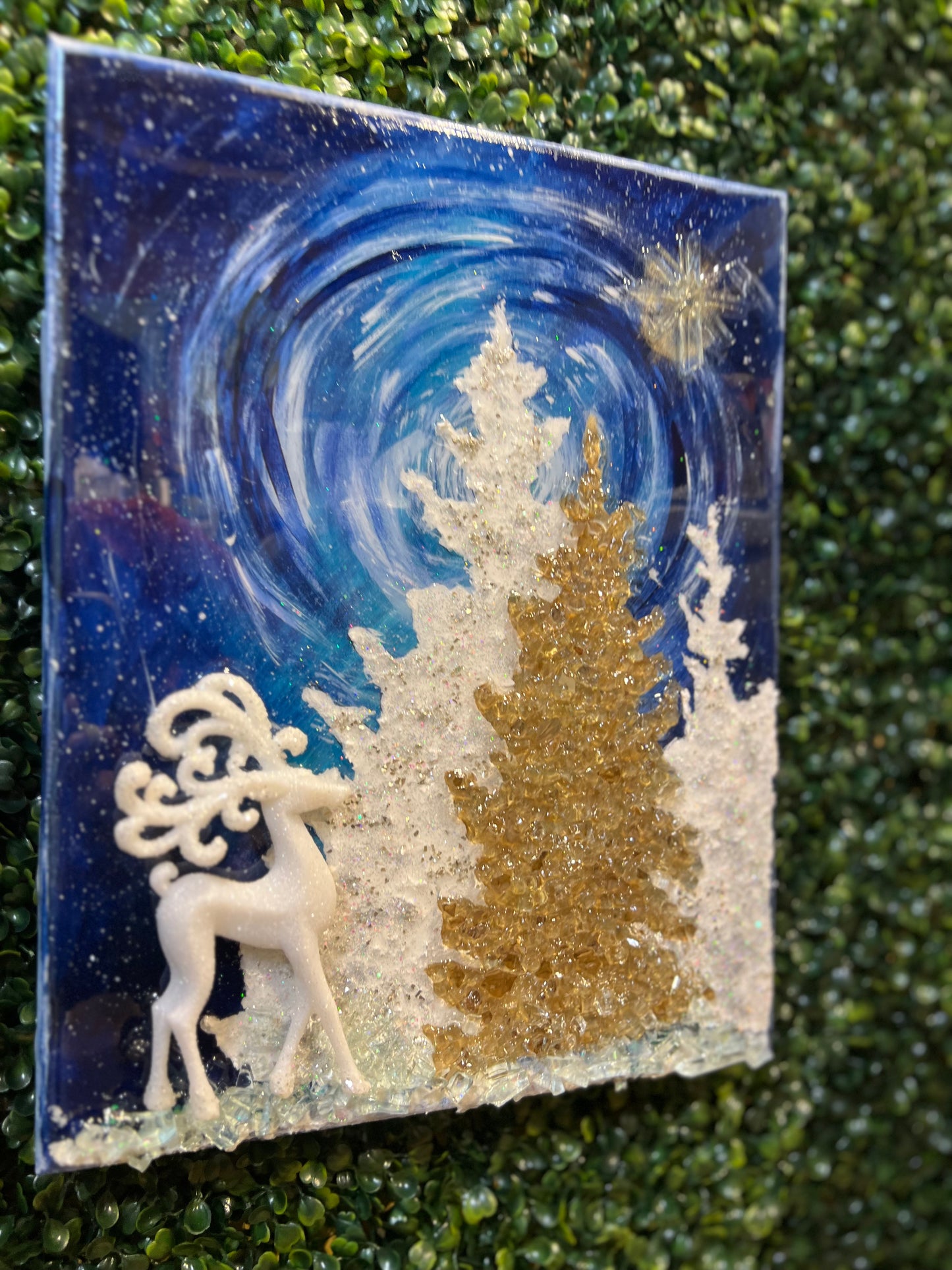 Winter Night Sky Painting
