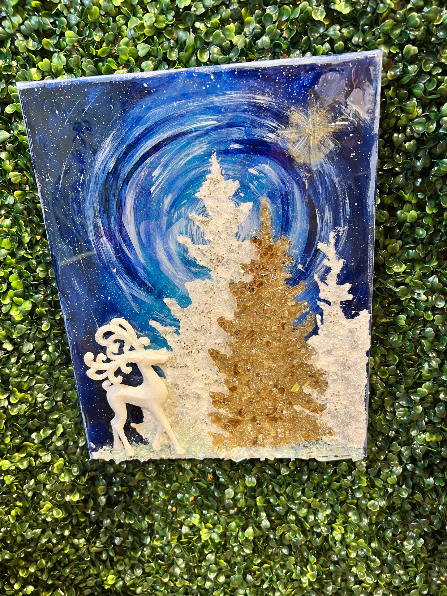 Winter Night Sky Painting