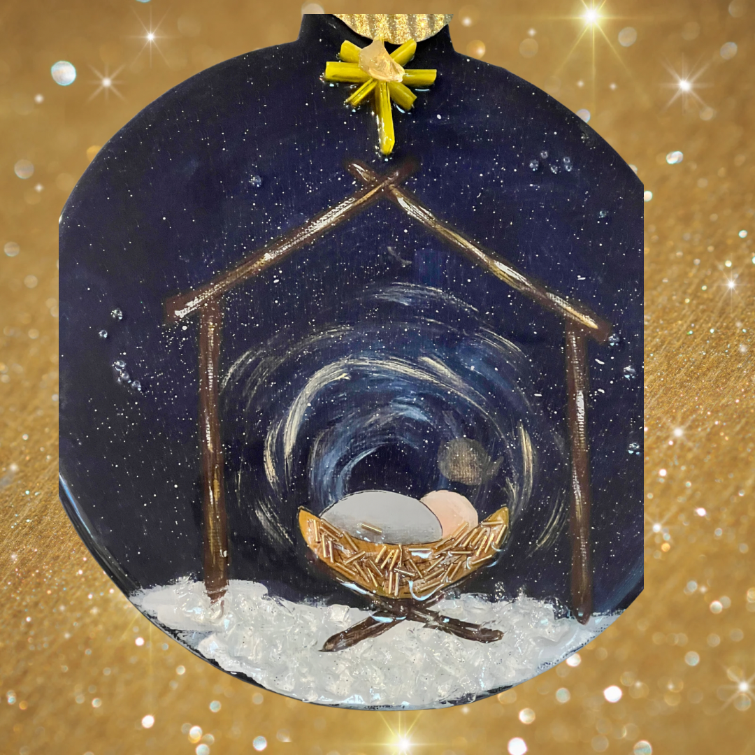 Winter nativity scene bulb